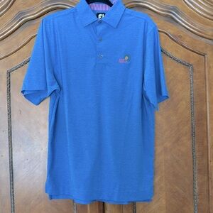 EUC FJ golf shirt, pine needles size small turquoise blue